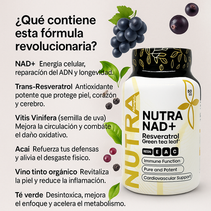 Nutra NAD+ Resveratrol 90 Cápsulas | Antioxidante Natural